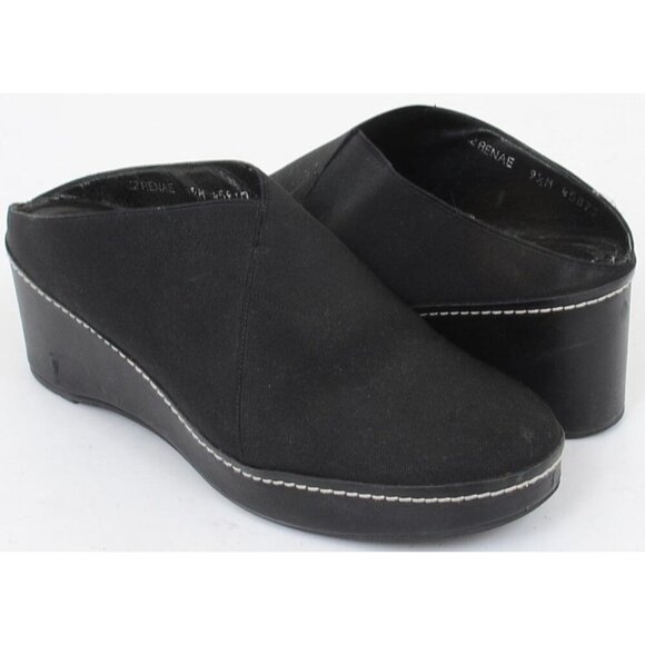 Donald J Pliner 9.5 Rala Shoes Mules Black Round Toe Slip on Wedge - Picture 1 of 8